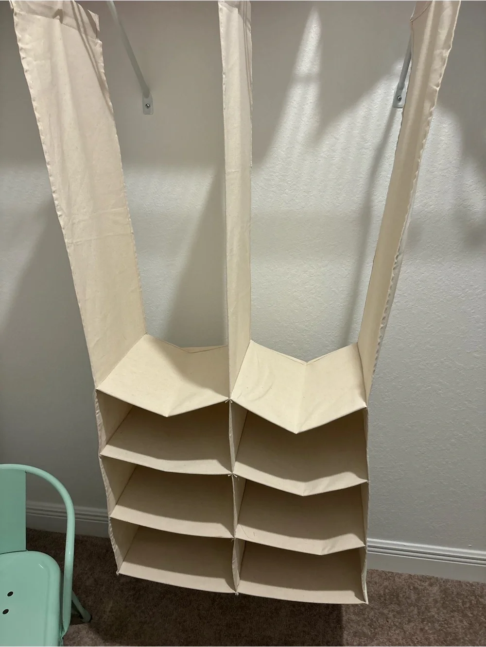 Canvas Hanging Closet Organizer – Cream 8-Shelf Storage